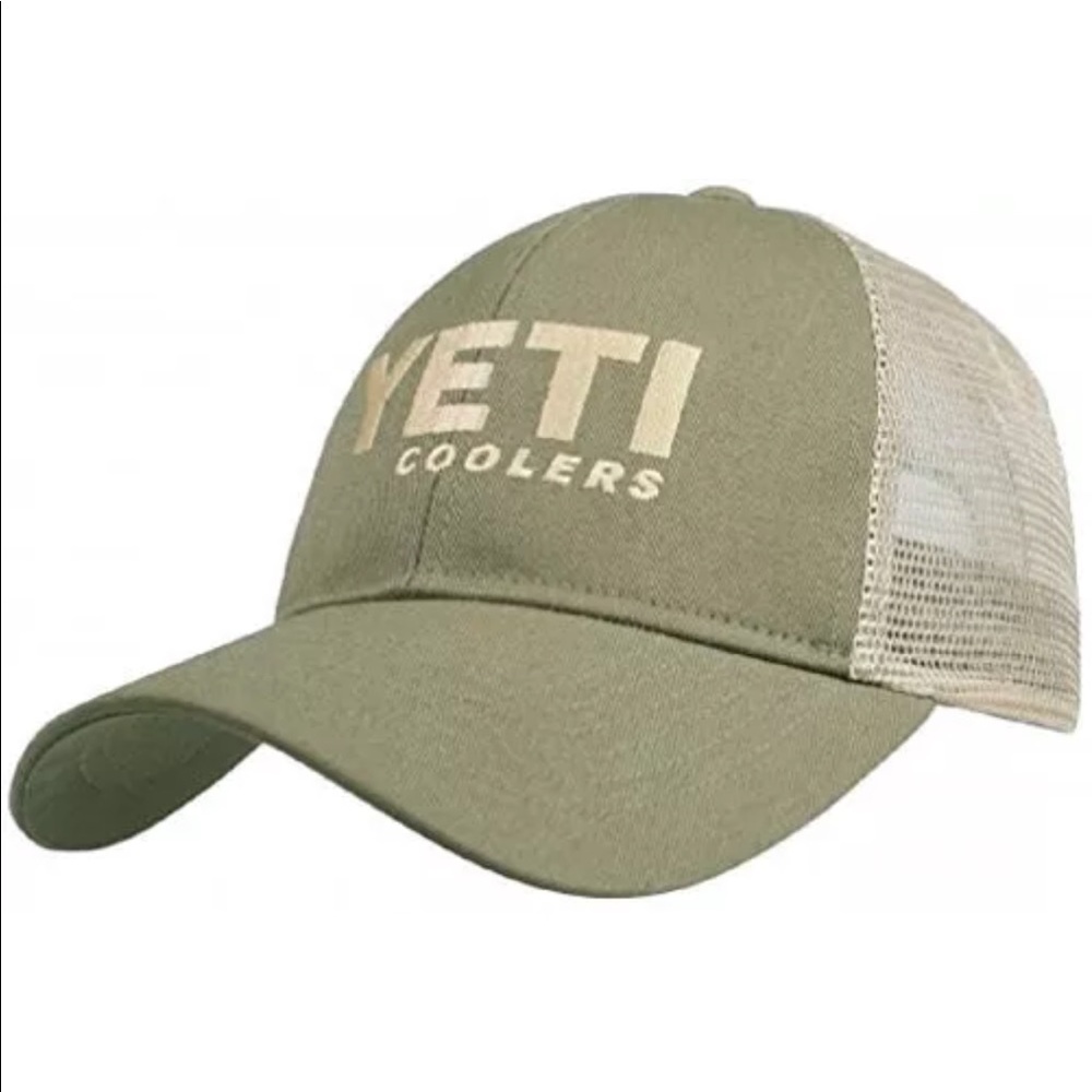 YETI Logo Khaki Trucker SnapBack Hat